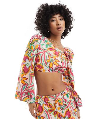 Native Youth floral print asymmetric cropped blouse in multi (part of a set)