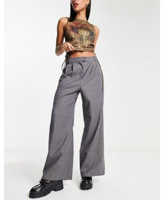 Native Youth high waist wide leg pants in grey pinstripe (part of a set)