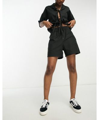 Native Youth linen elasticated waist shorts in black (part of a set)
