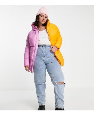 Native Youth Plus oversized padded jacket in colour block-Multi