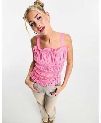 Native Youth shirred cami crop top in pink