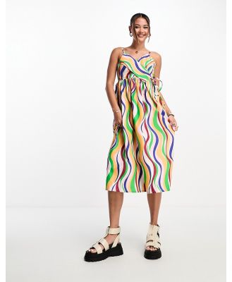 Native Youth wrap cami midi dress with tie detail in multi wave
