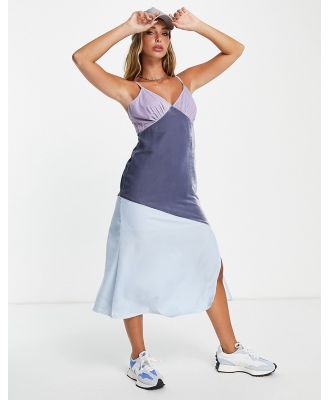 Neon Rose midi slip dress in contrast velvet-Blue