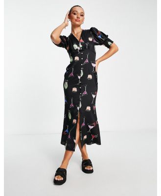 Never Fully Dressed cocktail lindos midi dress in black