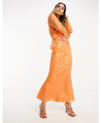 Never Fully Dressed lace maxi skirt in orange (Part of a set)