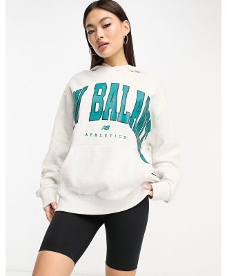 New Balance large logo hoodie in grey