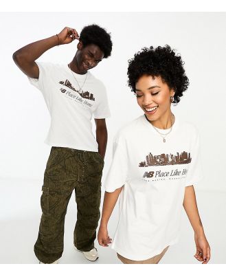 New Balance NB Place Like Home oversized unisex t-shirt in off white and brown - Exclusive to ASOS-Neutral