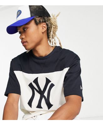 New Era New York Yankees two tone oversized t-shirt in off white exclusive to ASOS