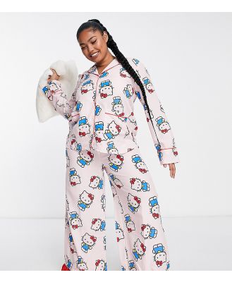 New Girl Order Curve Hello Kitty printed revere pants pyjama set with organza trim in pink and red