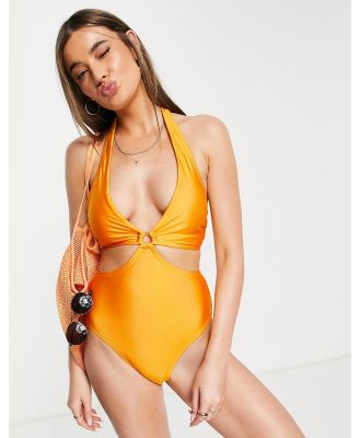 New Look cutout ring detail swimsuit in orange