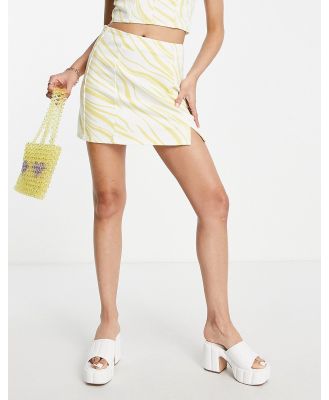 New Look denim mini skirt in yellow zebra print (part of a set)