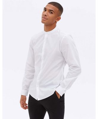 New Look long sleeve grandad shirt in white