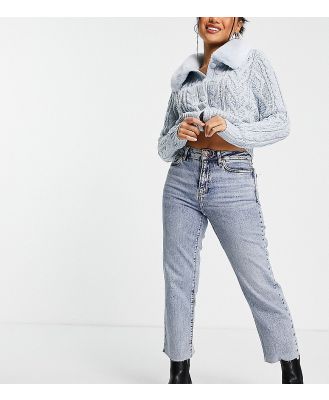 New Look Petite straight leg jeans in blue acid wash