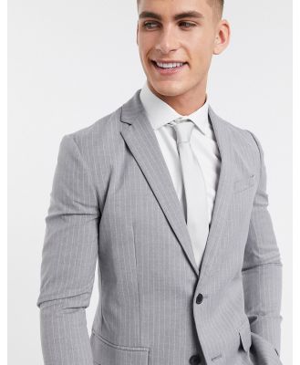 New Look pinstripe skinny suit jacket in grey