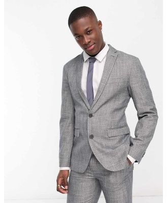 New Look slim suit jacket in dark grey texture