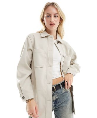 New Look Tall shacket in stone-Neutral