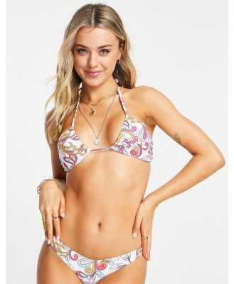 New Look twist strap bikini top in abstract floral-Multi