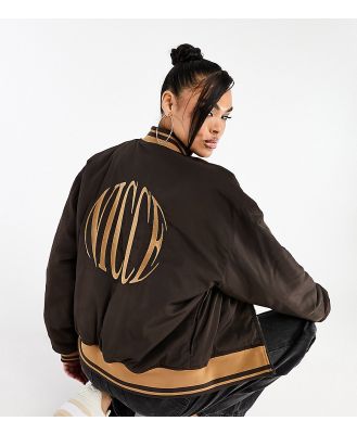 Nicce Able bomber jacket in dark brown with back embroidered logo