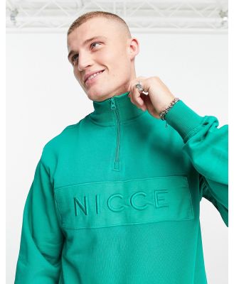 Nicce Hegira quarter zip sweatshirt in bottle green
