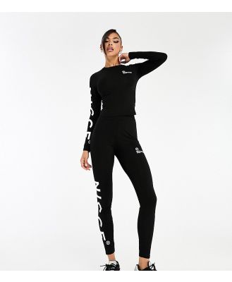 Nicce Mara leggings in black with placement print (part of a set)