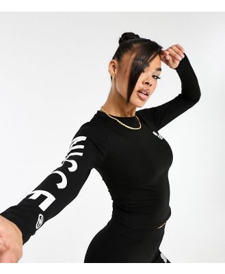 Nicce Mara long sleeve top in black with sleeve print (part of a set)