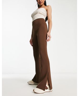 Night Addict Namye side split flared leggings in chocolate brown