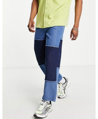Night Addict patchwork dad jeans in mid blue