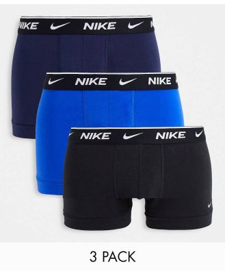 Nike 3 pack cotton stretch trunks in black/navy/blue-Multi