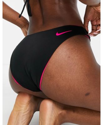Nike colourblock reversible sling bikini bottoms in black and pink