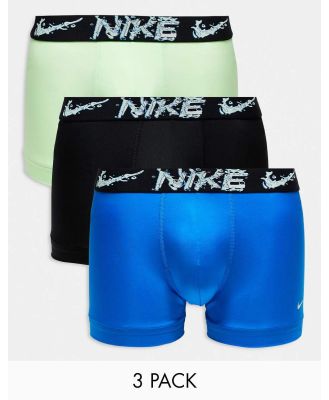 Nike Dri-FIT Essential Microfibre trunks 3 pack in blue, neon and black-Multi