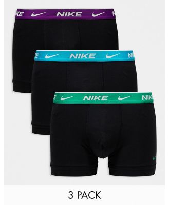 Nike Everyday Cotton Stretch trunks 3 pack in black with contrast waistband