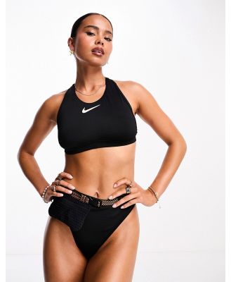 Nike Swimming Explore Wild high neck mesh bikini top in black
