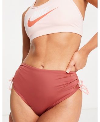 Nike Swimming high waist cheeky bikini bottoms in pink