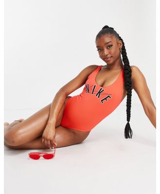 Nike Swimming logo swimsuit in red