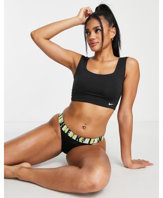 Nike Swimming logo tape banded bikini bottoms in black