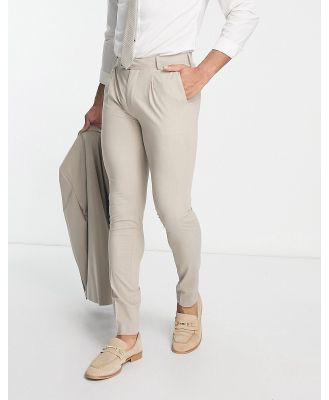 Noak 'Camden' skinny premium fabric suit pants in stone with stretch-Neutral