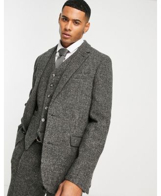 Noak Harris Tweed slim suit jacket in charcoal grey