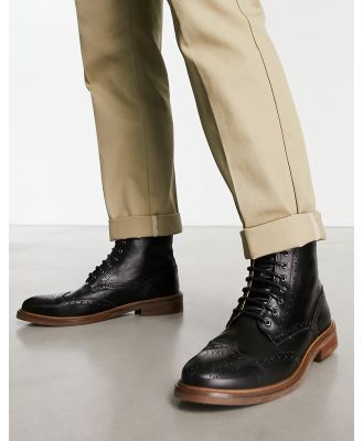 Noak made in Portugal lace up brogue boots in black leather