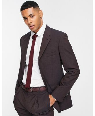 Noak premium wool-rich skinny suit jacket in plum-Purple
