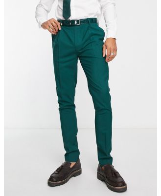 Noak premium wool skinny suit pants in forest green