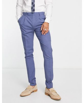 Noak premium wool skinny suit pants in mid blue