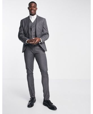 Noak skinny suit pants in grey pinstripe with stretch