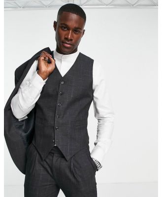 Noak super skinny waistcoat in grey crosshatch with stretch