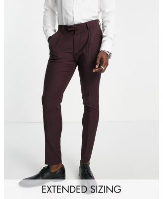 Noak 'Tower Hill' super skinny suit pants in burgundy worsted wool blend with stretch-Red