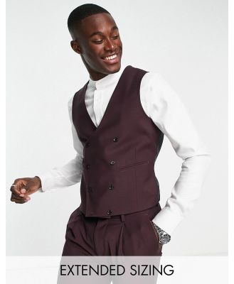 Noak 'Tower Hill' super skinny suit waistcoat in burgundy worsted wool blend with stretch-Red
