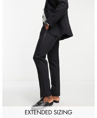 Noak 'Verona' wool-rich slim tuxedo suit pants with satin side stripe in black