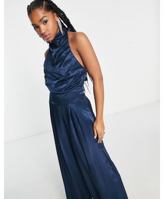 Nobody's Child Annie satin backless jumpsuit in navy
