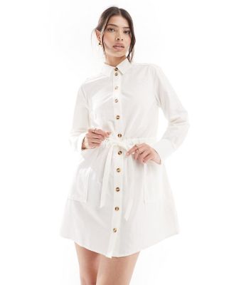 Nobody's Child Mia utility mini shirt dress in white