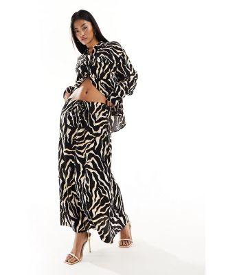 Nobody's Child Monie midaxi skirt in zebra print (part of a set)-Black