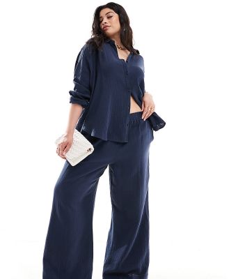 Nobody's Child Plus Misha wide leg pants in navy (part of a set)